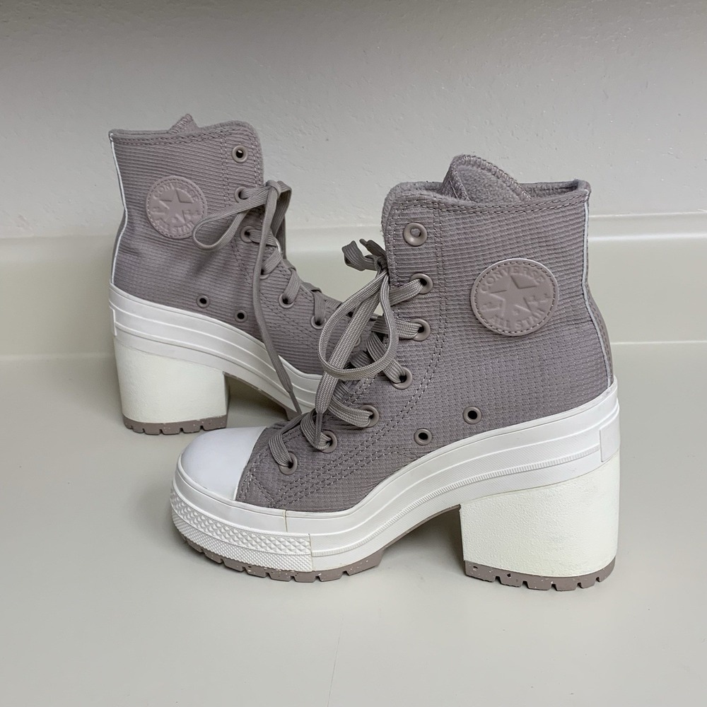Converse Chuck 70 De Luxe Shoes Women's 6 Gray White Chunky Heel Platform Boots